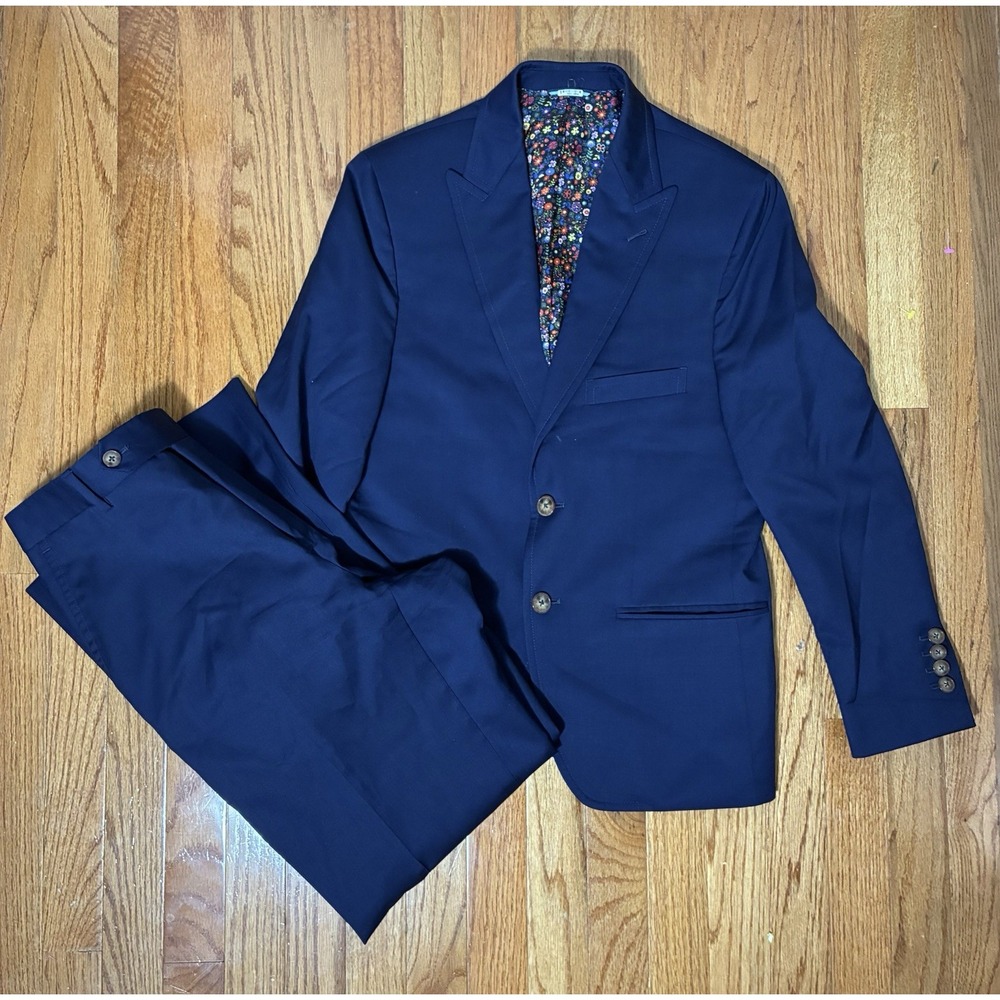 CYP With Ermenegildo Zegna Cloth Double Breasted Suit 38 Pants 30/28 Navy Blue